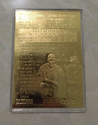 Babe Ruth e Lou Gehrig 70º aniversário esculpiu Cartão de ouro de 23kt!