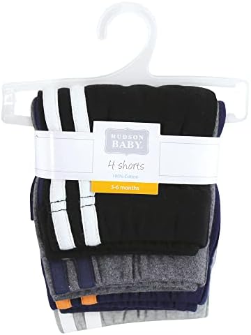 Hudson Baby Unisisex Baby e Curto-Cermentos Bottoms 4-Pack, Heather Gray Black, 12-18 meses