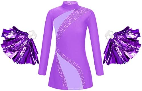 Loyan Kids Girls Cleer Leader Frostume Cheerleading Uniform Rhinestone Manga Longa Distest