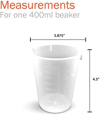 Baker de plástico 400ml Conjunto de 50 por Maryland Plastics - Clear Graduado Polipropileno Concedores descartáveis ​​com Pour Spout - Para resina, Uso da escola ou em casa