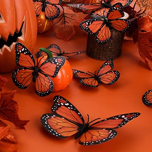 Savita 24pcs Monarch Butterfly Magnet, Artificial Monarch Butterfly Butterfly Beautiful 3D Monarch Butterfly Wall Decal