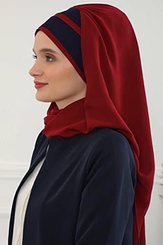 Lenços de hijab de design de Aisha para mulheres muçulmanas, chiffon xale a cabeça de turbante envolve 2 cores
