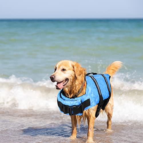 Colete salva -vidas do cão nova, colete salva -vidas de cachorro leve ajustável com alça para natação, passeio de barco,