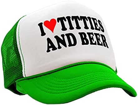 The Goozler - I Heart Titties and Beer - Love Funny Gag - Vintage Retro Style Trucker Cap Hat Hat