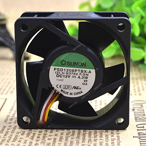 Bzbyczh Compatível para Sunon PSD1206PTBX-A 12V 4,3W 4 Wire 6025 6cm Fan de resfriamento