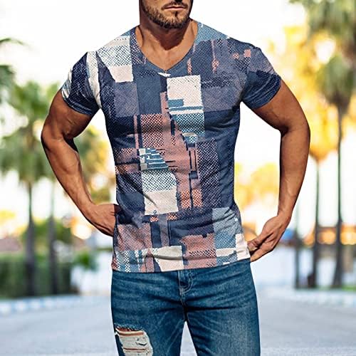 2023 New Men's Spring e Summer lazer esportes Slim Soft Lightweight V Neck Camiseta de mangas curtas Tamas de camisetas