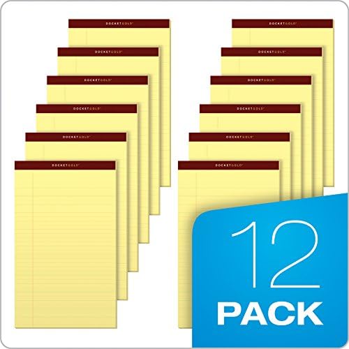 Tops Docket Gold Writing Pads, 8-1/2 x 14, regra legal, papel canário, 50 folhas, 12 pacote
