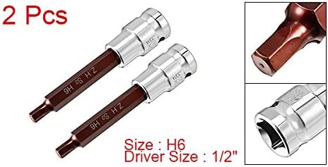 UXCELL 1/2 Drive x H6 Bit Hex Bit, bits de aço S2, soquetes CR-V 4 Comprimento 2pcs