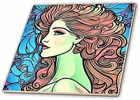 3drose Art Nouveau Mulher. Rainha linda de água clara. Presente legal incrível - azulejos