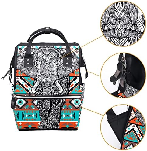 Mochila VBFOFBV Backpack, grandes sacolas unissex, pacote de viagens multiuso para os pais, elefante étnico de estilo