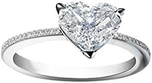 Anel de casamento de Balakie, metal em forma de coração feminino Full Diamond Microinlaid Zircon Ring Engagement Band Jewelry, 6