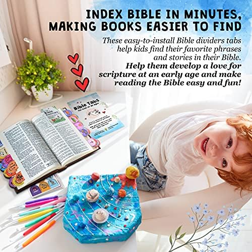 Guias da Bíblia para crianças - 63 peças Definir abas laminadas da Bíblia para estudar a Bíblia com guia incluído + marcador
