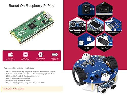 WaveShare Picogo Mobile Robot Compatível com Raspberry Pi Pico Driving Remote Control Inclui Raspberry Pi Pico Unacto