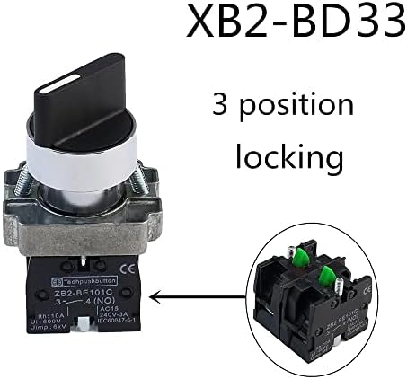 HKTS XB2-BD21 XB2-BD33 2/3 Posições 1N0/1NC & 1NO/2NO Apertação Auto-travando/Momentary Seletor Push Buttern