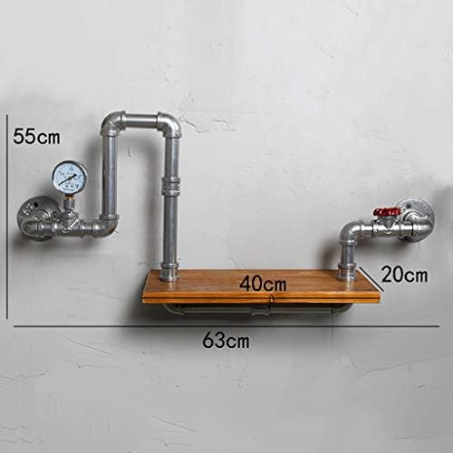 Yyqbzw prateleira de parede de madeira maciça, mount forjada Montagem de parede retro estilo industrial tubo de água prateleira
