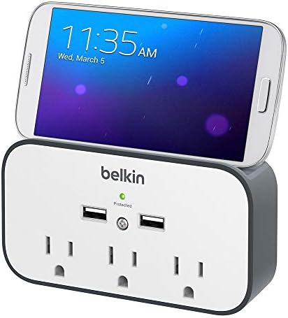 Belkin 6 outlet Surge Protector, Montagem de parede e 3 santleta Mount Mount Cradle Protector com portas de carregamento