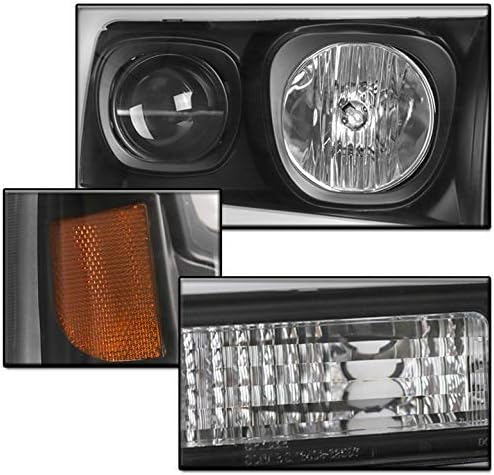 ZMAUTOPTS LED FARÇO DE PROJETOR BLACK W/6 DRL branco compatível com 1999-2004 Ford F250 F350 F450 F550 Super Duty