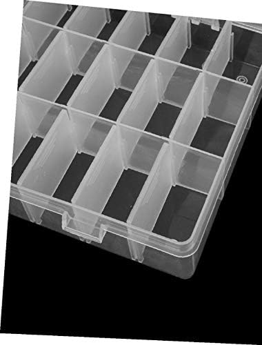 X-Dree Clear Plastic 24 Compartimentos Caixa de caixa de armazenamento de jóias eletrônicas (Caja de Almacenamiento de Joyas de Componentes