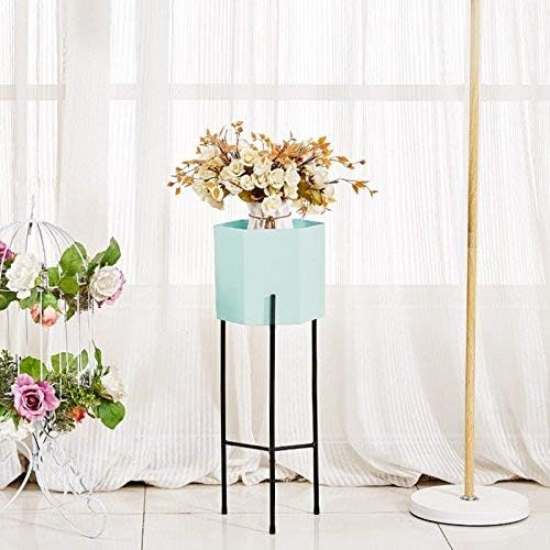 Mkkm Plant Stand Ferro de flor Pós -moderno minimalista para a sala de estar Moda de quarto interno Moda azul de flor de