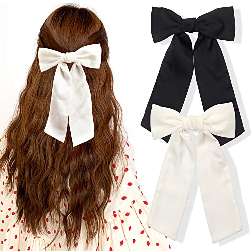 B. Phne Hair Baws Para mulheres, cabelos pretos Baws ， cetim sólido Vintage Cabelo de cabelo Bowknot Cabinete de cabelo para meninas,