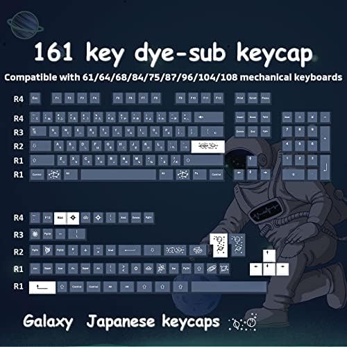 Hyekit Custom Chaps - PBT Keycaps, perfil de cerejeira, corante sub, capas de chave japonesas, 6.25U, 7U, 161 Conjunto de