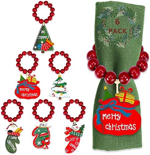 Etiuc Christmas Napkin Rings Conjunto de 6 anéis de guardana