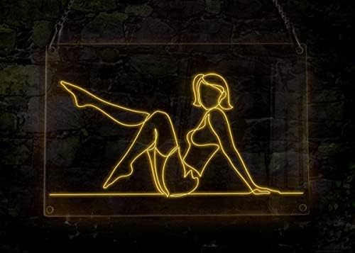 Ancfun Girl sentada no chão de néon, tema do peoper