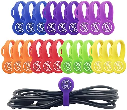 SunFficon Rainbow foodbuds Cords Winder Cable Clips Cable Organizadores 21 Pacote Pacote Mark -Marmark Branco quadro de