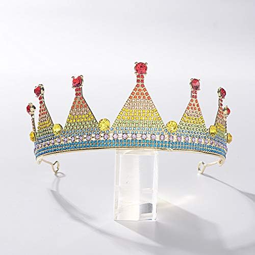 SunShinesmile Princesa Rainbow Crown Bandal Crystal Rhinestone Tiara and Crowns for Women Bridal Hair Acessórios