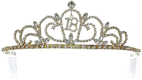 Samky Gold Birthday Party Rhinestone Crystal Tiara Crown - 18º dezoito dezoito T1313_