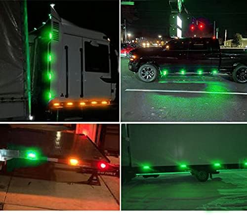 NBWDY 8PCS Green LED Marcador lateral Trailer leve Trailer Frente traseiro traseiro Sinal indicadores de folga da cauda