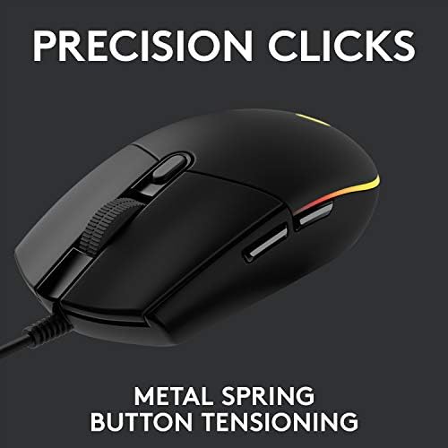 Logitech G102 Mouse com Wiring Gaming de Sync Light com iluminação RGB personalizável, 6 botões programáveis, sensor