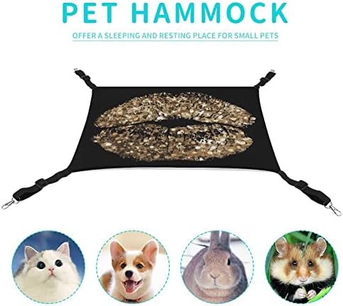 CAGA CAGA Hammock Gold Glitter Lips Pet Swing Bed Adequado para cadeira de gaiola carro interior externo