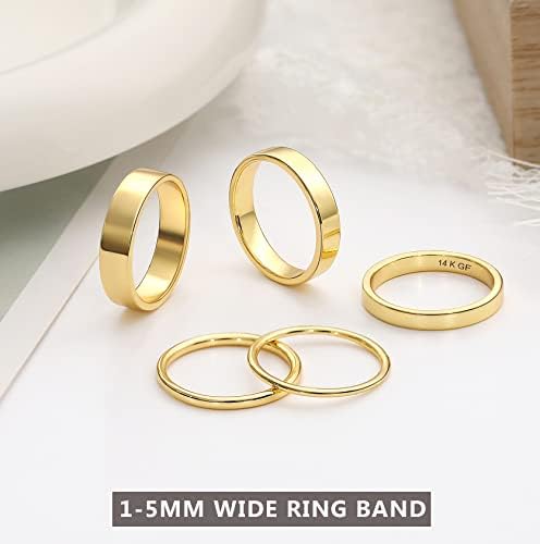 RLMOON 14K RING GOLD ANELING RING BLAT BAND PARA MULHER MAN MONE