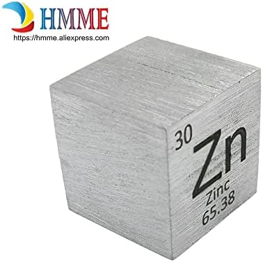 Cubo de zinco de zinco de 1 polegada 25,4 mm Bloco de densidade pura metal para elemento Coleção Hobbies Diy Hobbies Display