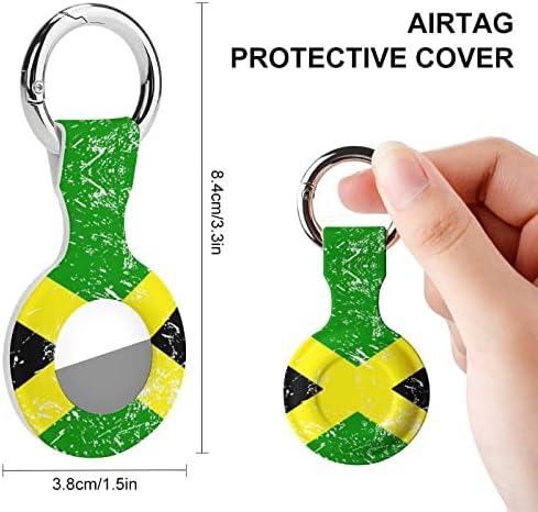 Caixa de silicone impressa na bandeira retro jamaicana para airtags com o chaveiro de proteção contra tags de tags de tag de tag de