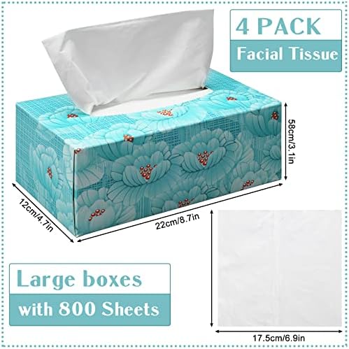 4 pacotes 800 folhas caixas de tecido facial a granel para negócios faciais macios Tecidos 4 Cubo de Tecido Plano Cubo 100 Tecidos