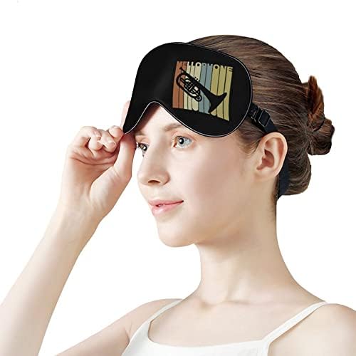 Máscara de dormir silhueta de mellofone vintage com tira de olho macio ajustável Blackout Blackout para viajar Relax Relax Nap