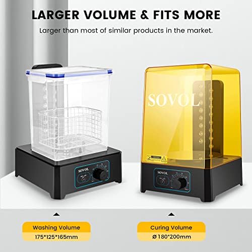 SoVol 3D SL3 Máquina de lavar e cura 2 em 1 com tamanho grande de lavagem 6.9x4.9x6.5in e cura Tamanho 7.1x7.9in, estação de