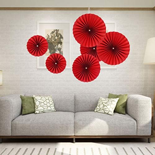 Toyandona Red Pom Pom Garland Red Paper Fan Jubilant Papel pendurado Fan Diy Christmas Fanner Fan Garland para Home