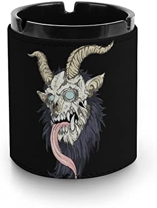 Krampus do Yule Lord Cigarrette Chestray PU Leather Ash Bandejador de fumantes para decoração de desktop de escritório em casa