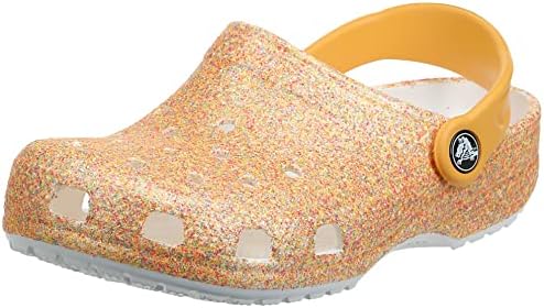 Crocs unissex-child clássico glitter tamancos | Sapatos brilhantes para crianças, glitter de sorvete laranja, 4 garoto