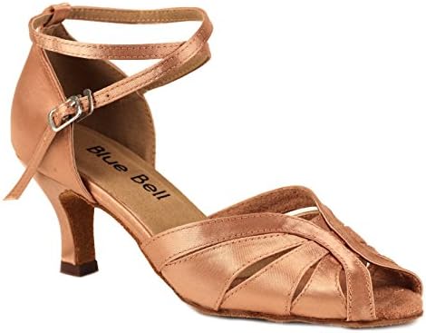 Bluebell Sapatos feitos artesanais Salsa de salas de festas femininas Sapatos de dança Delia 2.5 Brown