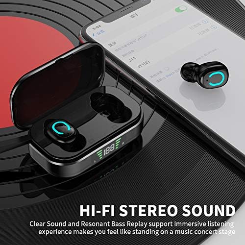 Elrigs Bluetooth 5.0 True Wireless fones de ouvido sem fio com a caixa de carregamento para iPhone Android, 28h Playtime, Ipx5 à prova d'água, fones de ouvido estéreo TWS com MIC, fone de ouvido com microfones com exibição de LED…