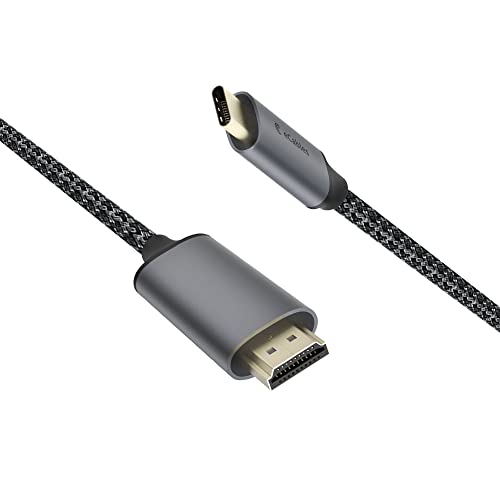 USB-C para HDMI 4K@60Hz Gold Bathed, Cabo de monitor trançado, 6 pés