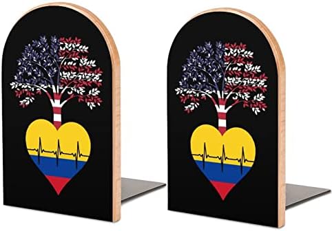 Colômbia EUA raiz batimentos cardíacos Livros Wood 1 Par de Livro de Livros Impresso Stands Decorativa