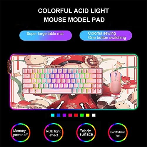 Almofadas de mouse led rgb garotinha fofa klee mousepad xxl computador mouse mouse mouse bloco de teclado grande manta de mouse