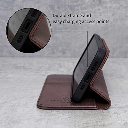 Porter Riley - Caso de couro para iPhone 12 / iPhone 12 Pro. Premium Genuine Leather Stand/capa/carteira/capa de flip