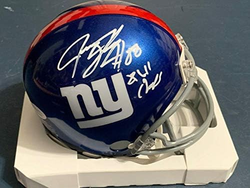 Jeremy Shockey New York Giants XLII SB Champs JSA Authen Mini capacete assinado - Mini capacetes autografados da NFL