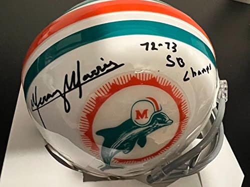 Mercury Morris Miami Dolphins 72,73 SB Champs Assinou Riddell Mini Capacete - Mini Capacetes Autografados da NFL